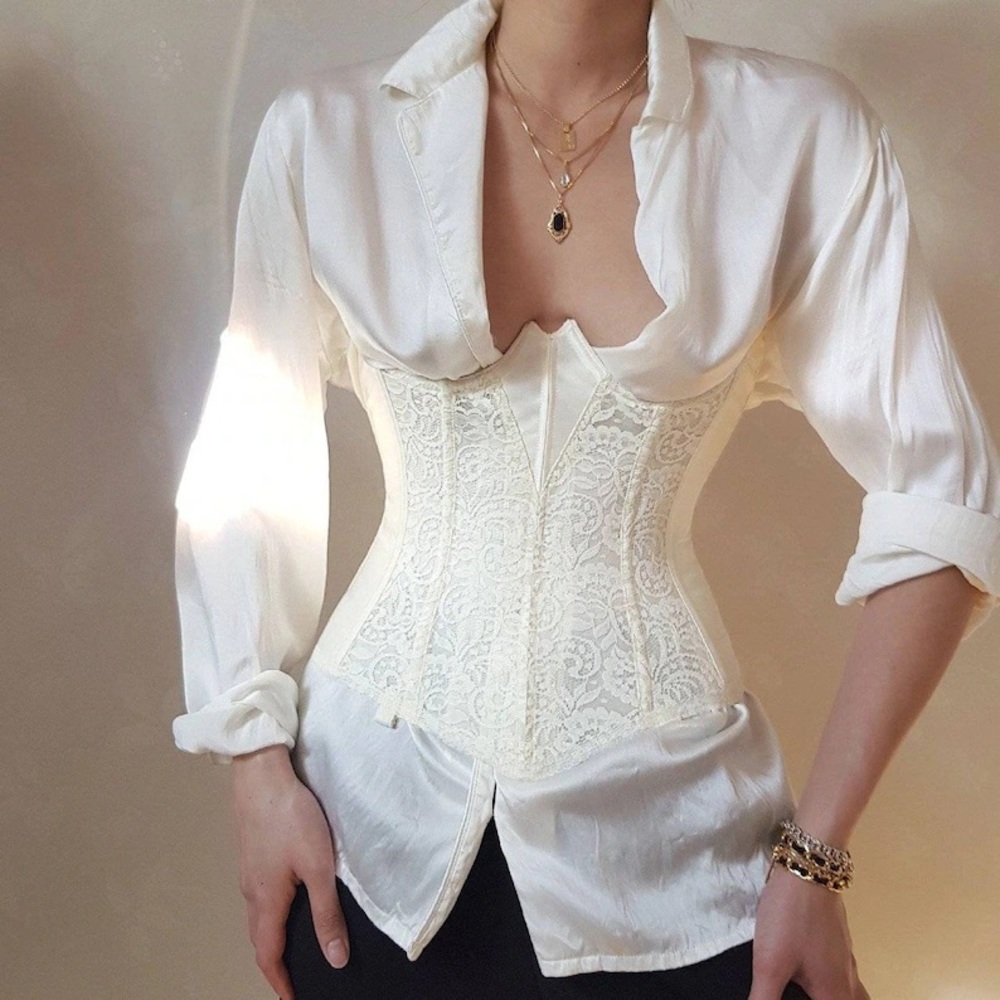 Vintage Cream Corset Underbust Bustier Sororite